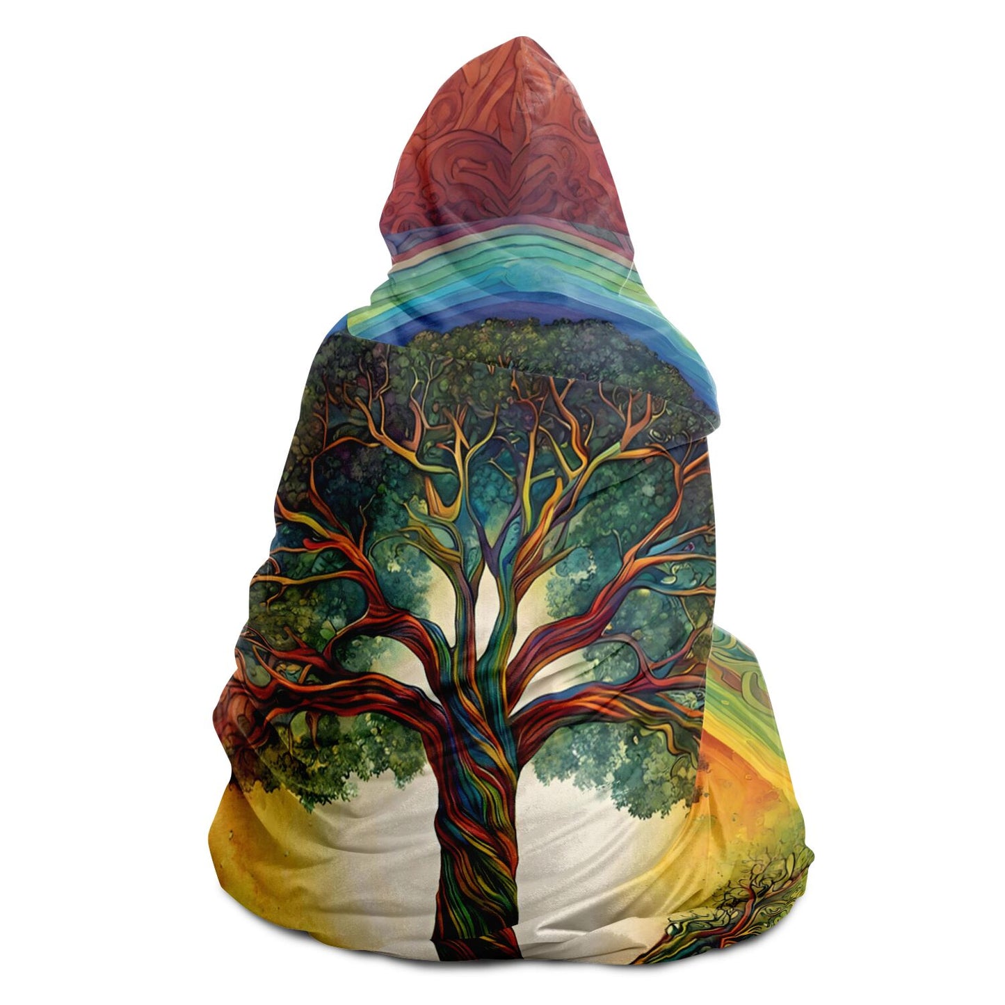 Rainbow Tree of Life Hooded Blanket