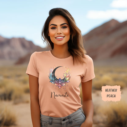 Namaste Rainbow Lotus Crescent Moon T-shirt