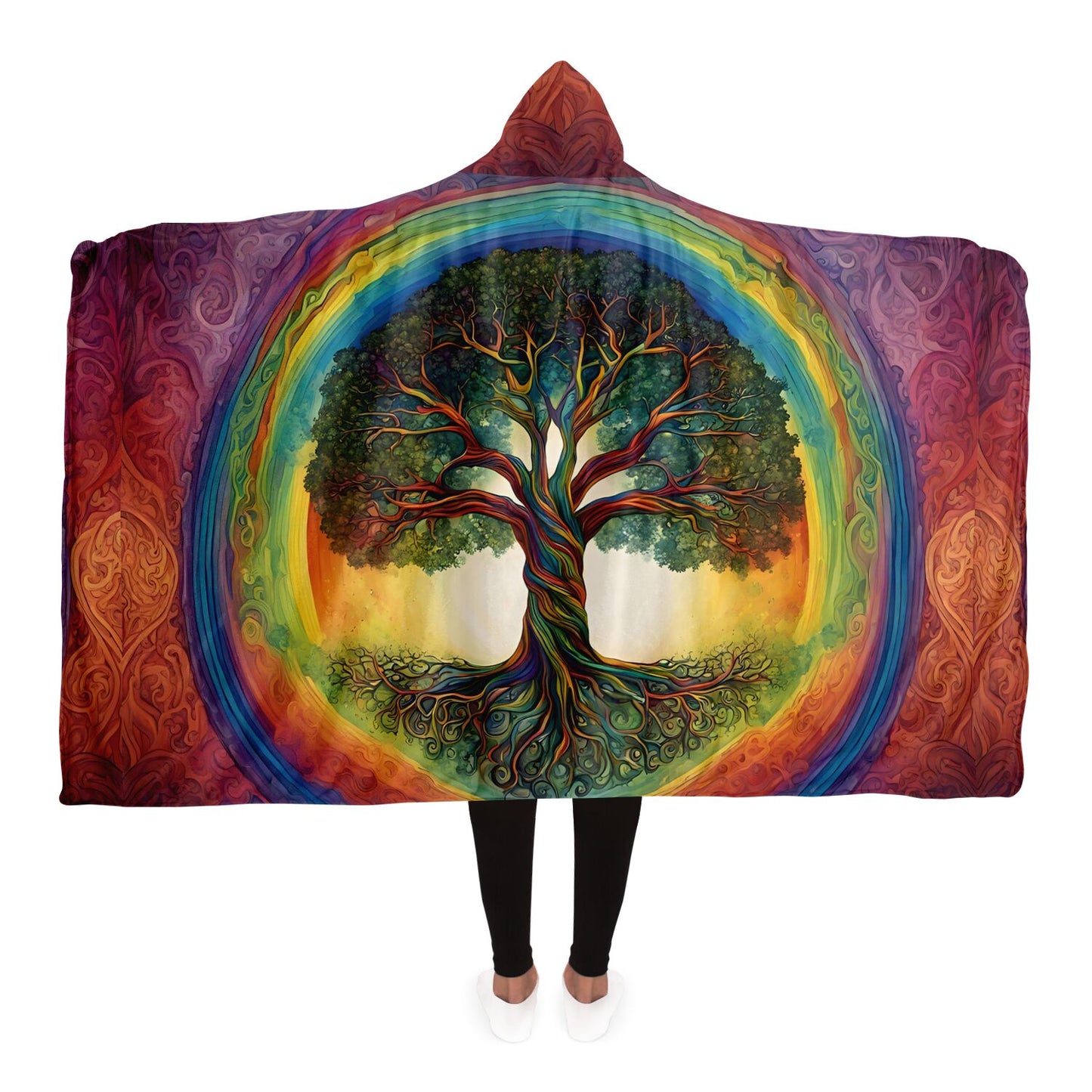 Rainbow Tree of Life Hooded Blanket