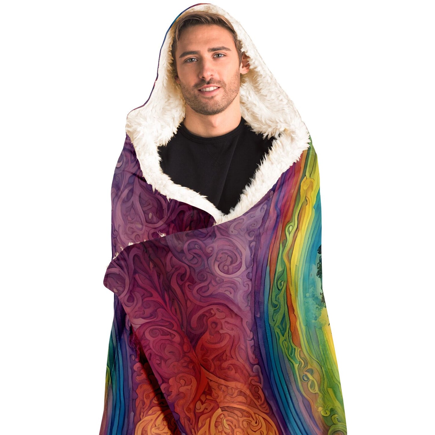 Rainbow Tree of Life Hooded Blanket