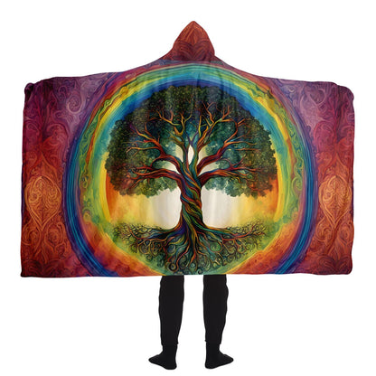 Rainbow Tree of Life Hooded Blanket