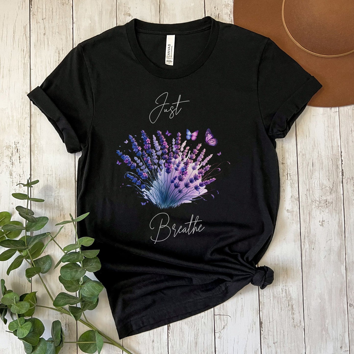 Just Breathe Purple & Blue Lavender Flower T-Shirt