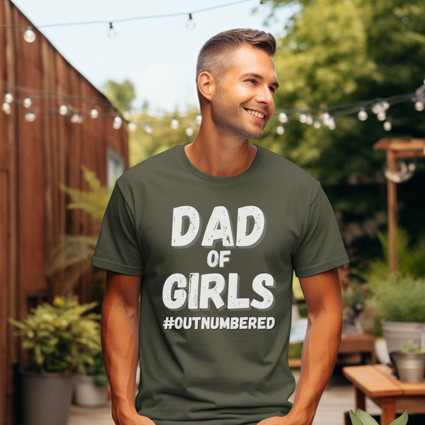 Dad of Girls #Outnumbered Men's T-Shirt