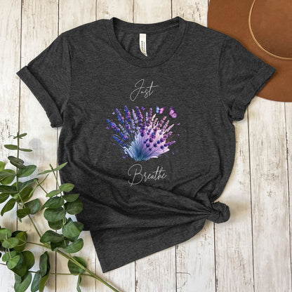 Just Breathe Purple & Blue Lavender Flower T-Shirt