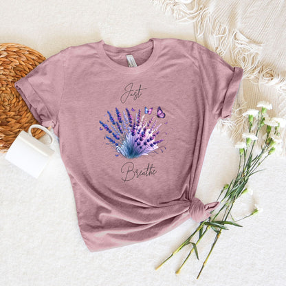 Just Breathe Purple & Blue Lavender Flower T-Shirt