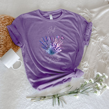 Just Breathe Purple & Blue Lavender Flower T-Shirt