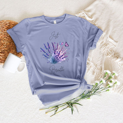 Just Breathe Purple & Blue Lavender Flower T-Shirt