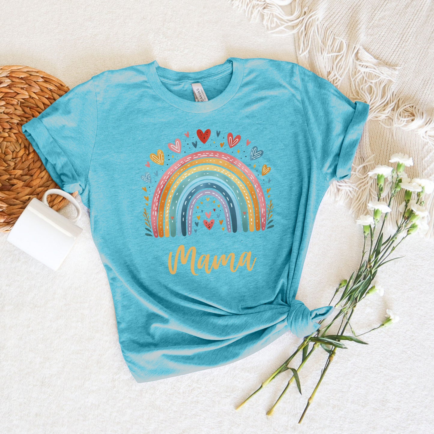 Rainbow Mama with Hearts T-shirt