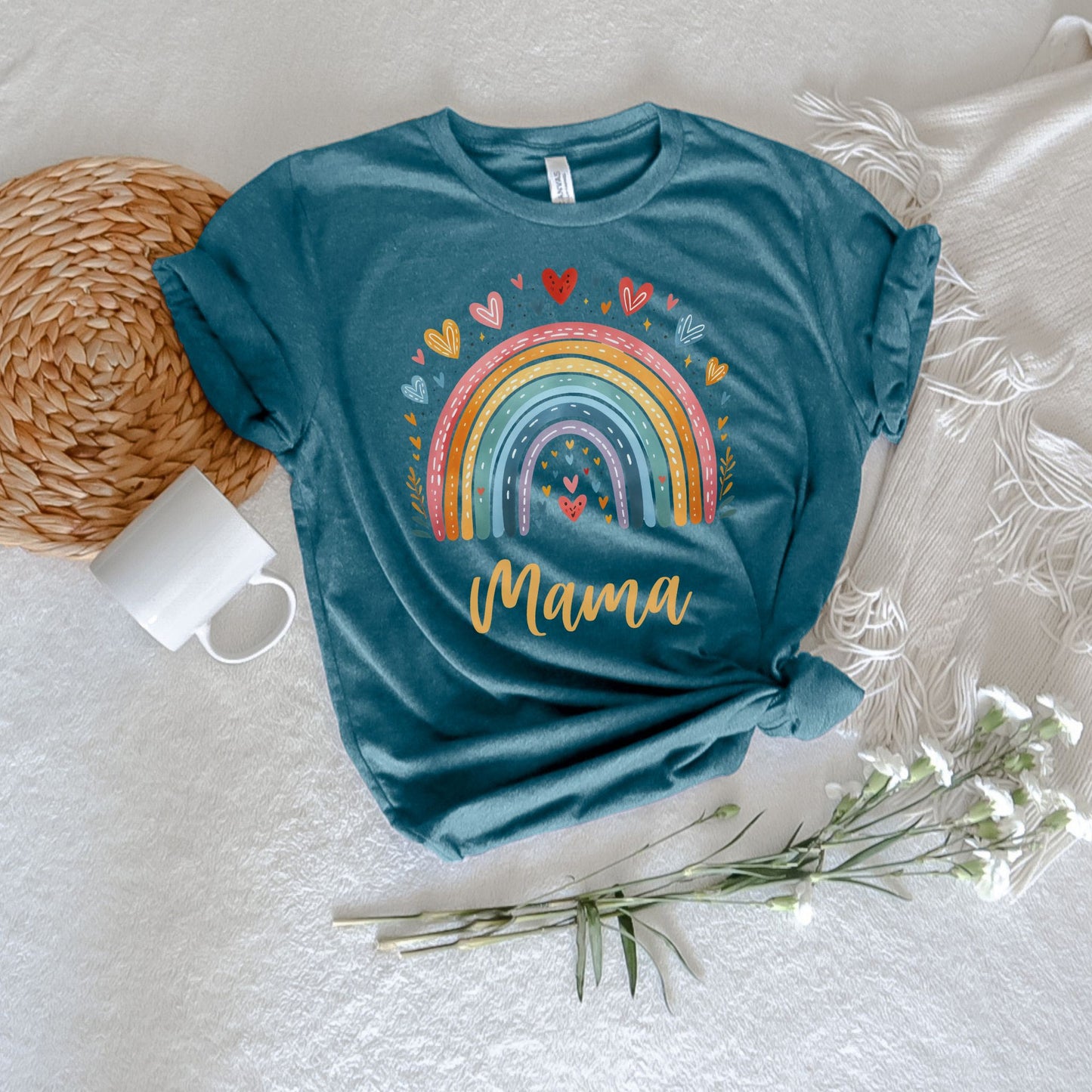 Rainbow Mama with Hearts T-shirt