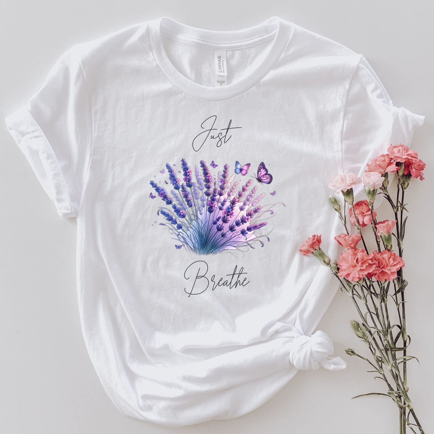 Just Breathe Purple & Blue Lavender Flower T-Shirt