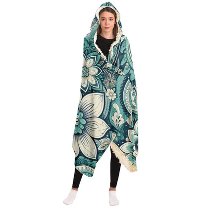 Teal Paisley Hooded Blanket