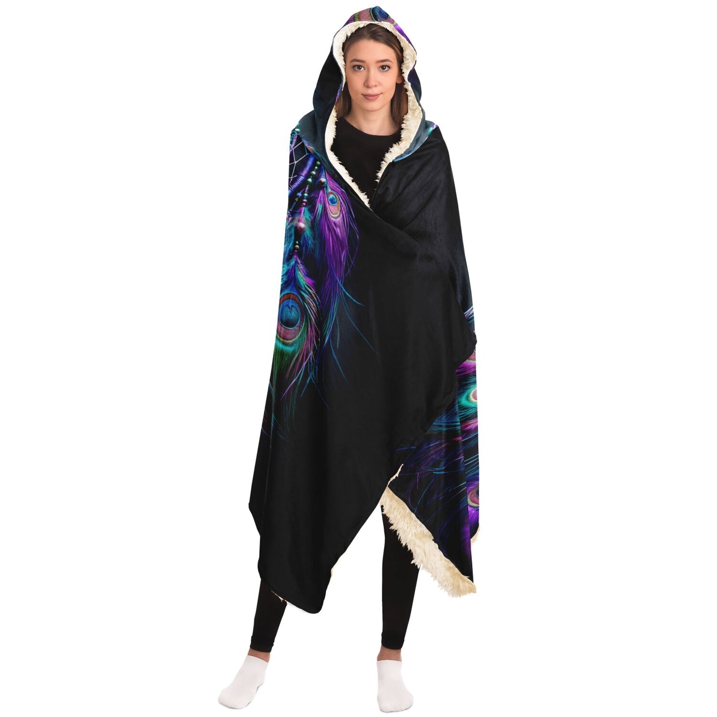 Peacock Dreamcatcher Hooded Blanket