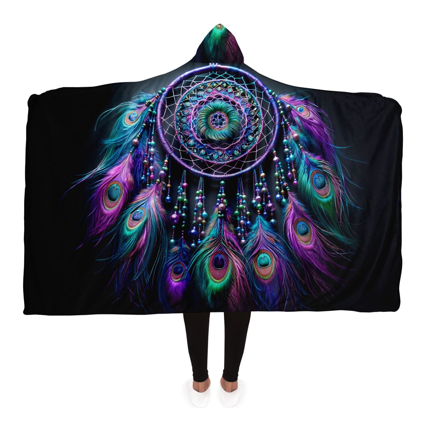 Peacock Dreamcatcher Hooded Blanket