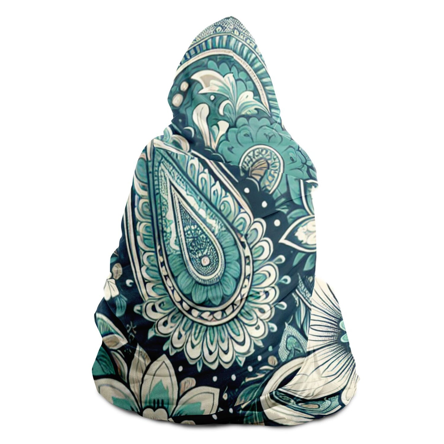 Teal Paisley Hooded Blanket