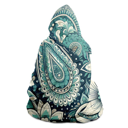 Teal Paisley Hooded Blanket