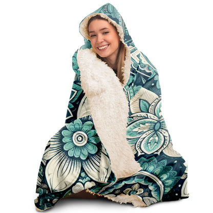 Teal Paisley Hooded Blanket