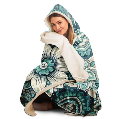 Teal Paisley Hooded Blanket