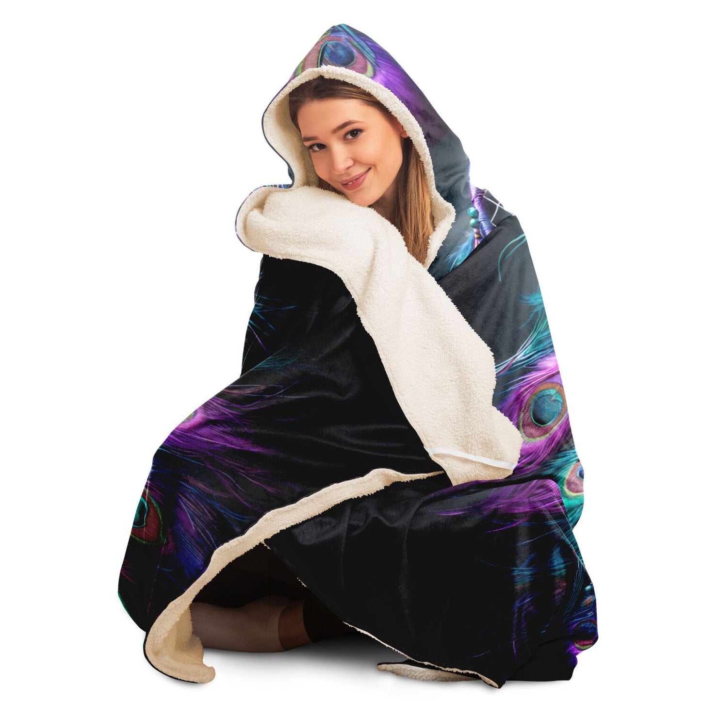 Peacock Dreamcatcher Hooded Blanket