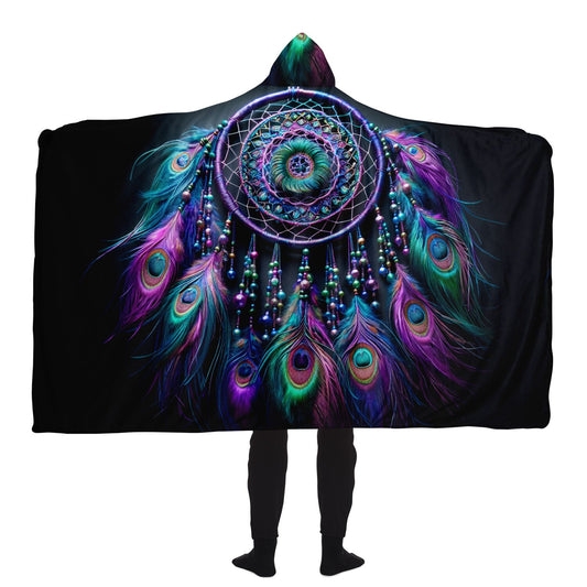 Peacock Dreamcatcher Hooded Blanket