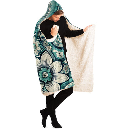 Teal Paisley Hooded Blanket