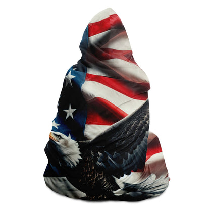 American Flag Bald Eagle Hooded Blanket